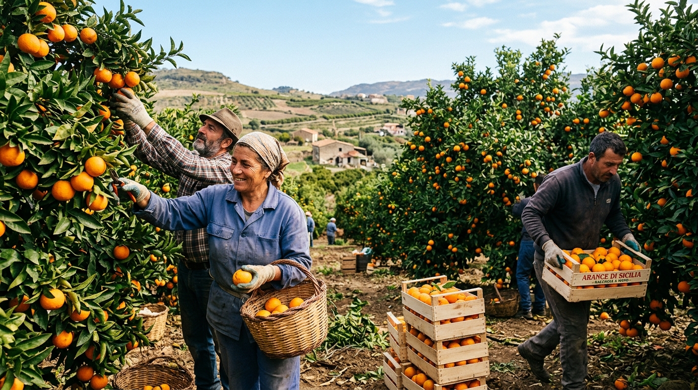 Orange Harvesting Worker